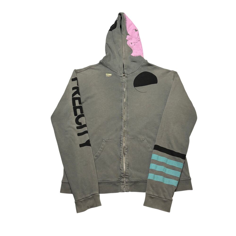 Freecity Art Maker Full Zip Hoodie Deeplove Gray Women's Small Retro Loungewear